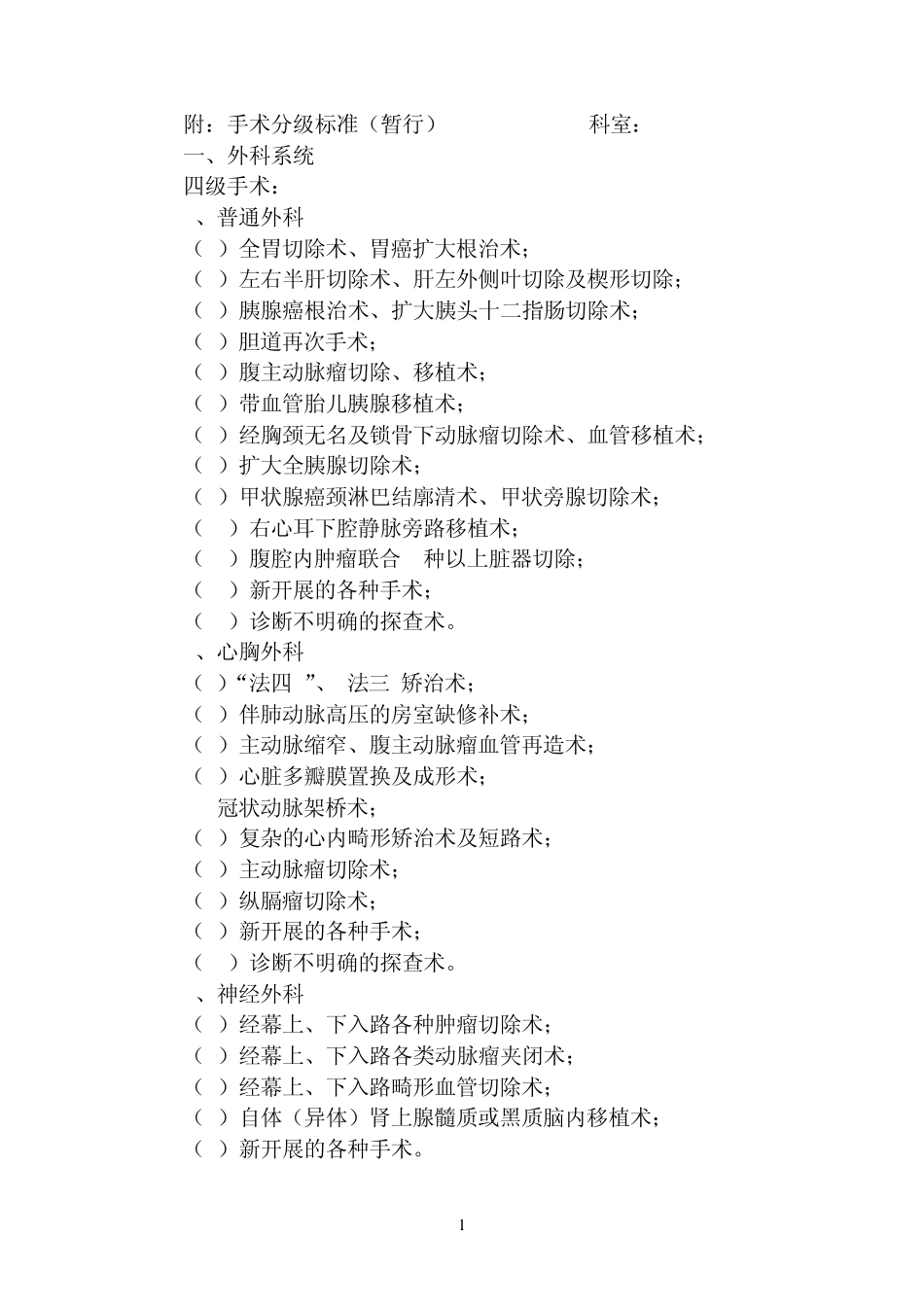 手术分级目录_第1页