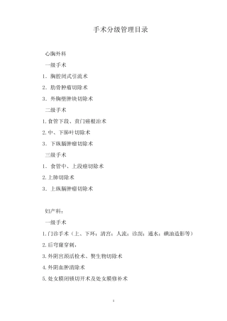 手术分级管理目录