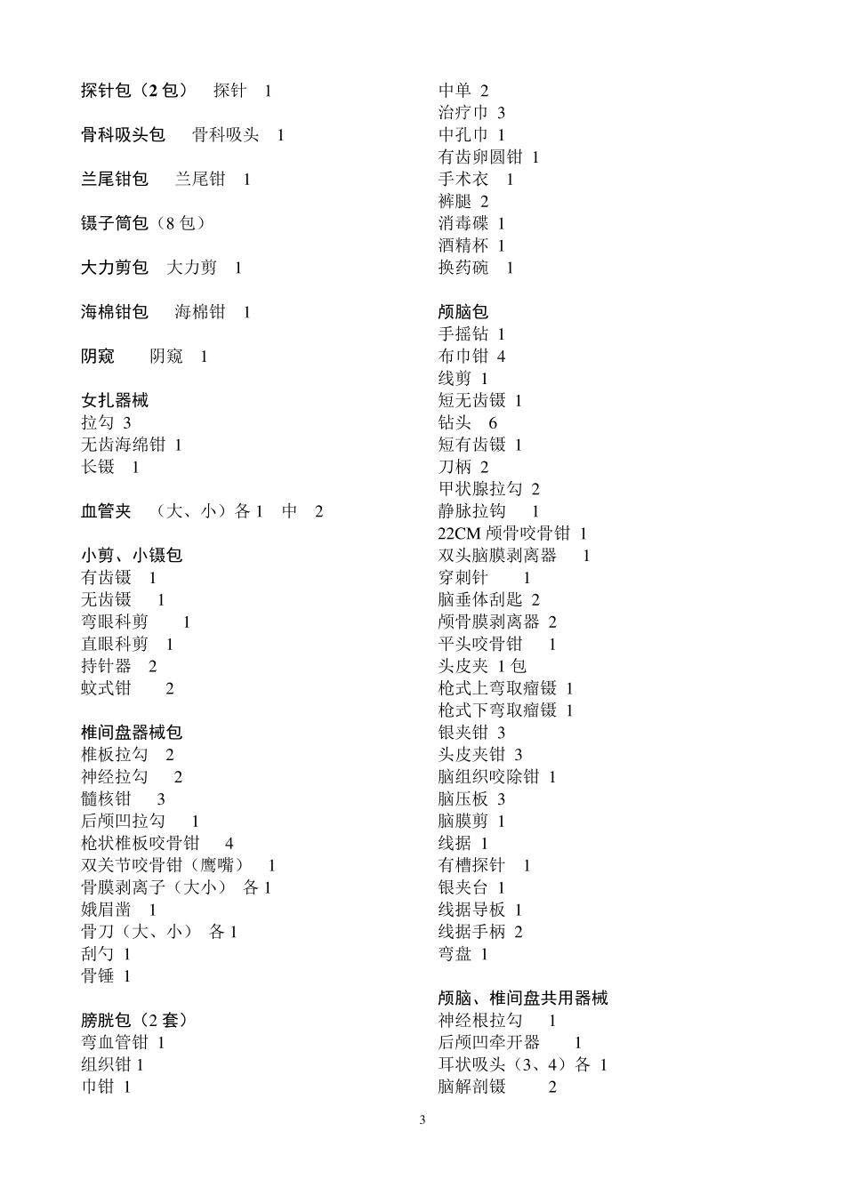 手术室各类器械包清单_第3页