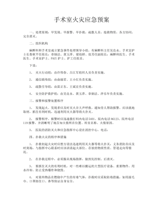 手术室火灾应急预案