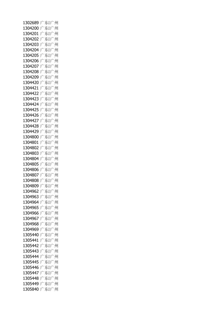 手机号码段归属地数据库_第3页