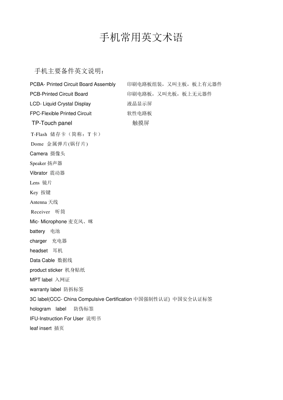 手机常用英文术语_第1页