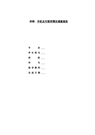 手机支付使用情况调查报告