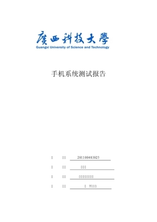 手机系统测试报告