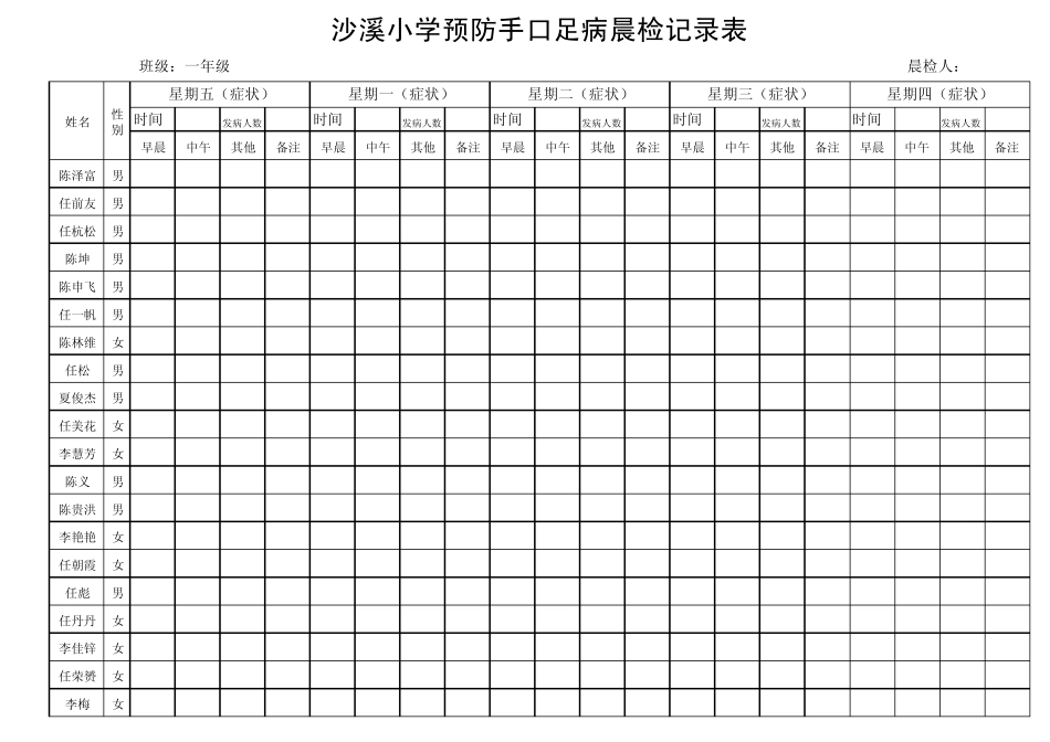 手足口病晨检表_第1页