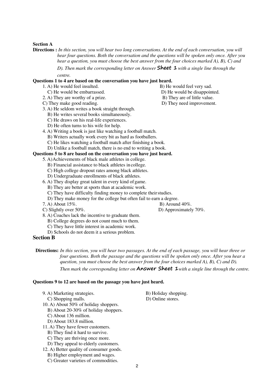 打印版2017年6月大学英语六级真题+答案解析全三套_第2页