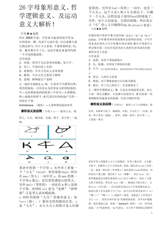 打印的26字母多元象形及多元解义
