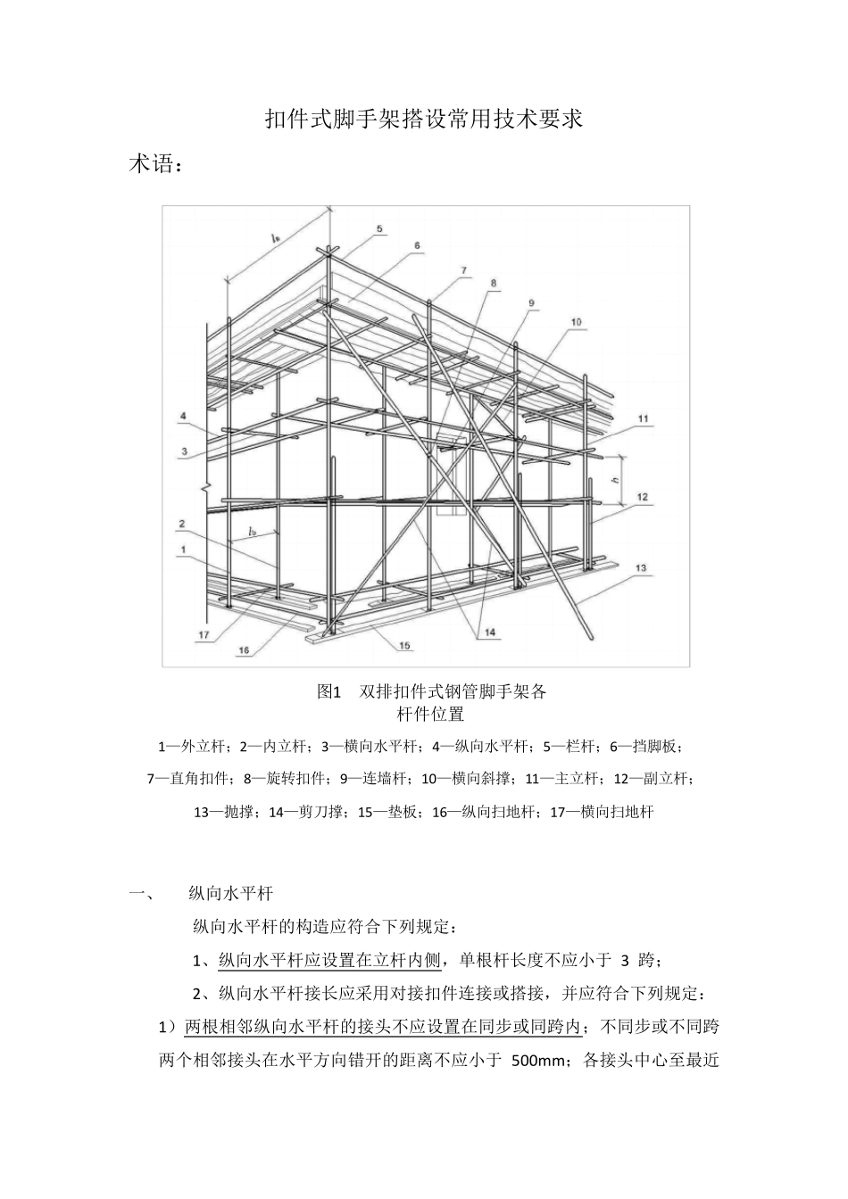 扣件式脚手架搭设常用技术要求_第1页