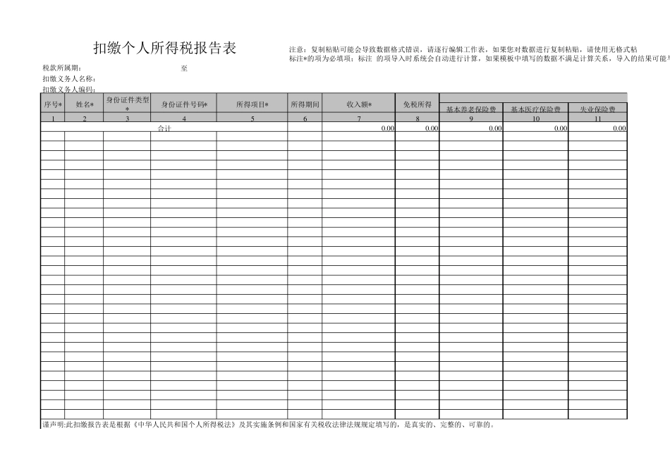 扣缴个人所得税报告表模板_第1页
