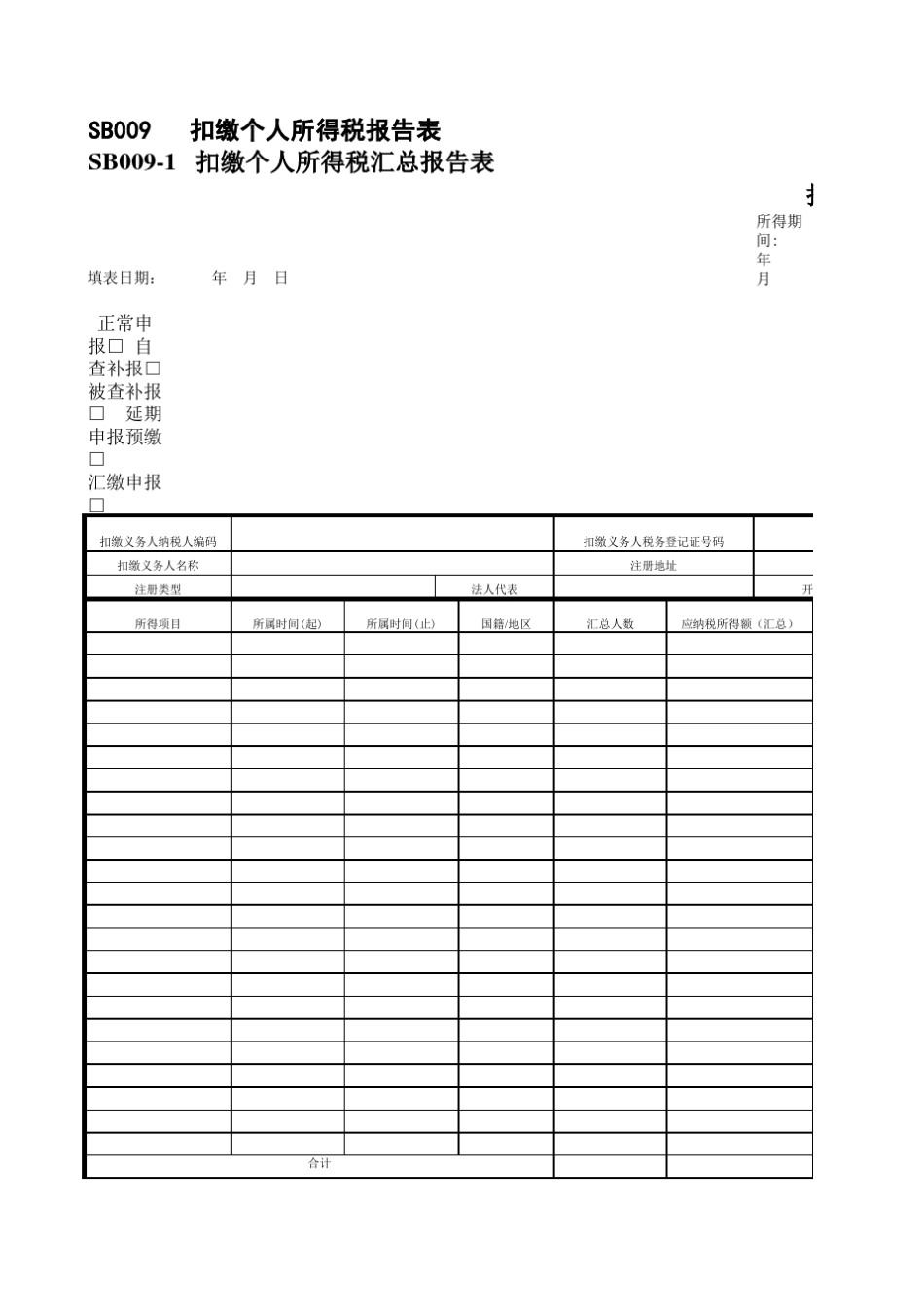 扣缴个人所得税汇总报告表_第1页