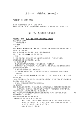 执业医师考试资料：呼吸系统(用心记住考点,必定能过!)