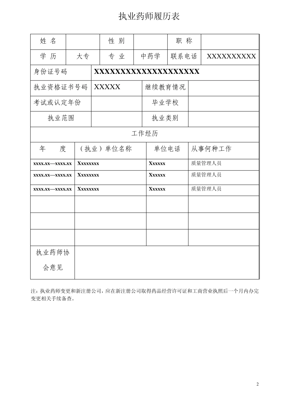 执业药师注册、变更注册、再注册申报资料_第2页