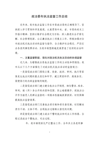 执法监督工作总结