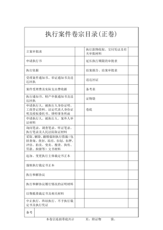 执行案件卷宗目录