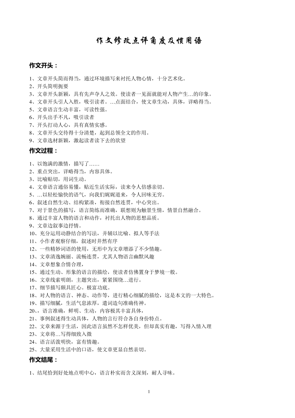 批改作文常用语_第1页