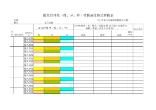 批量经纬度(度、分、秒)转换成度格式转换表
