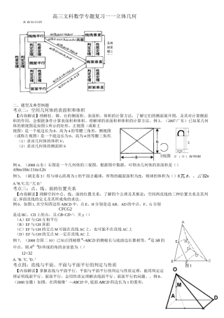 高三文科数学专题复习――立体几何
