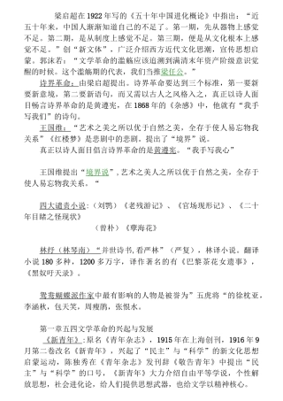 现当代文学专升本重点