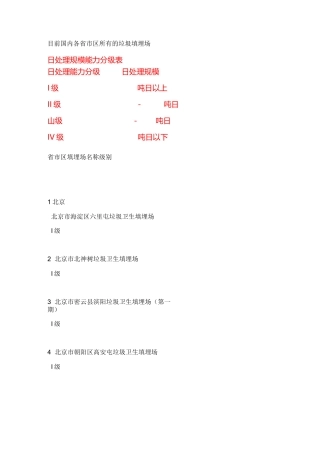 国内各省市区所有的垃圾填埋场