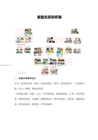 家庭关系称呼表大全