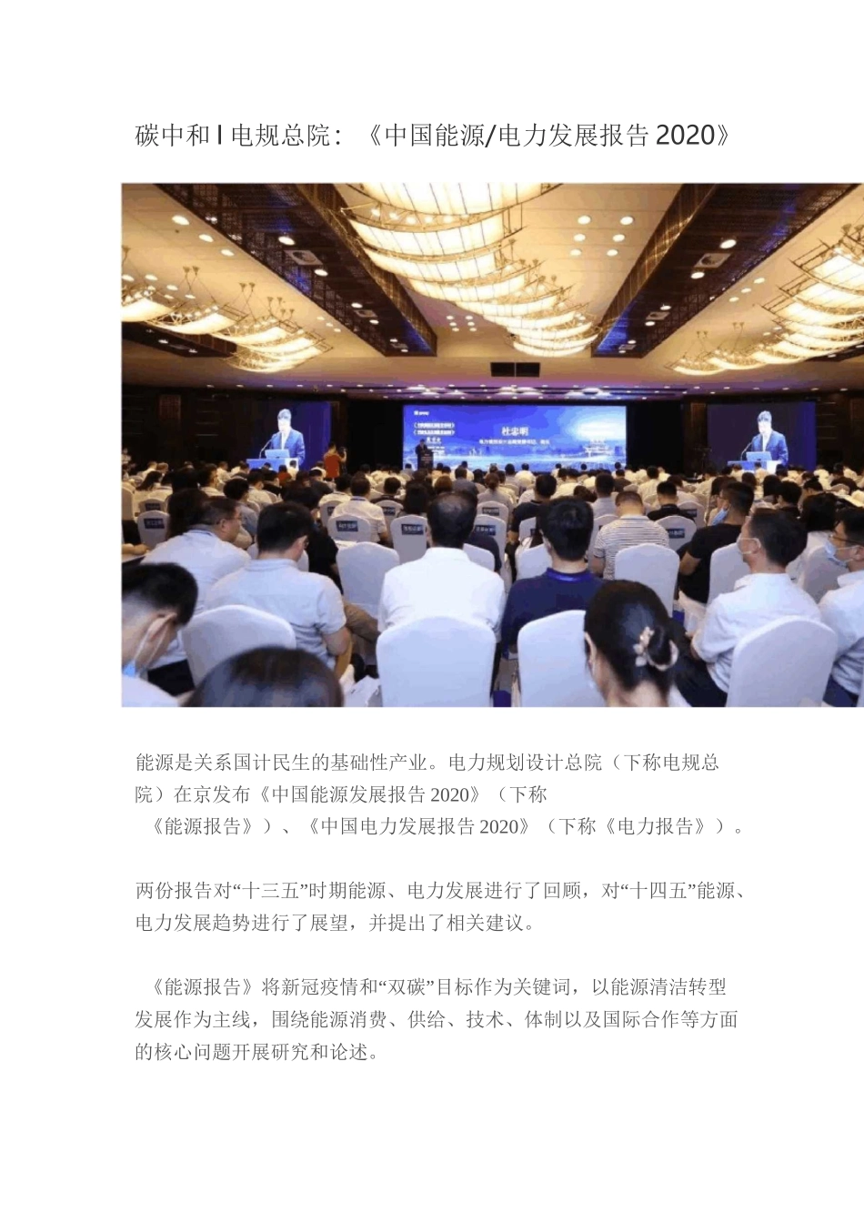 【储能】碳中和电规总院《中国能源电力发展报告2020》_第1页