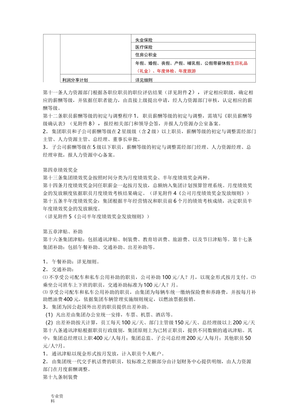 员工薪酬福利模板_第2页