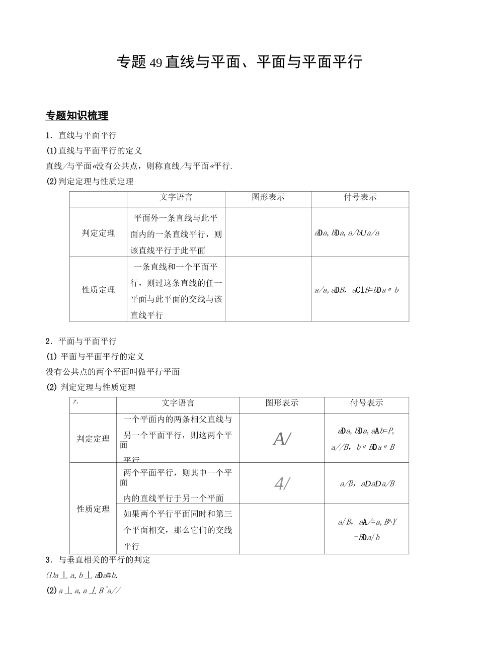 专题49   直线与平面、平面与平面平行(原卷版)_第1页