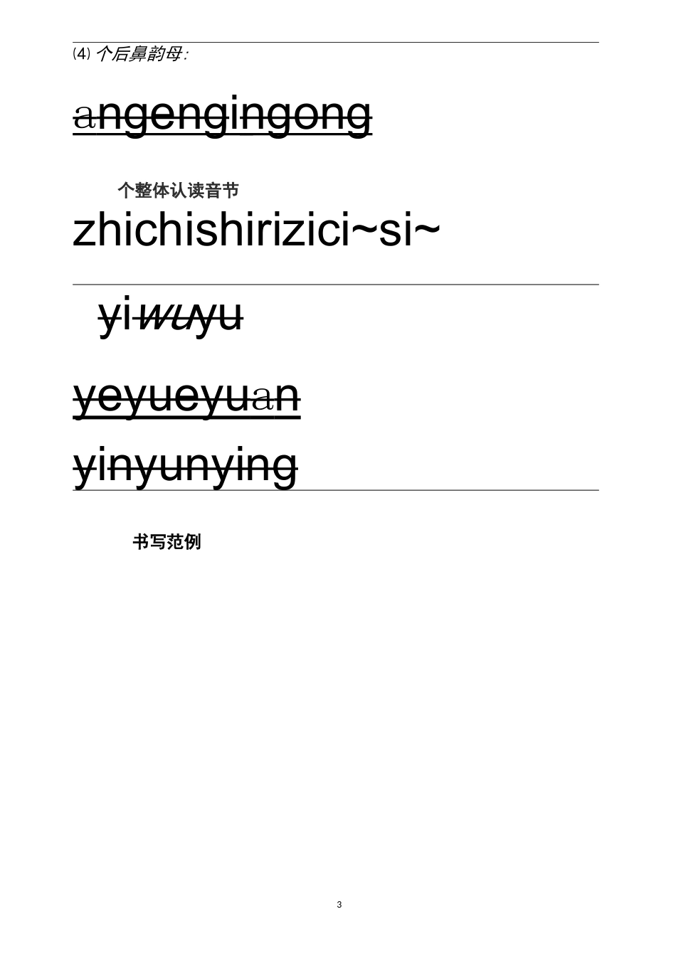 幼儿汉语拼音最新书写格式(四线三格)书写规范、注意事项、书写模板、书写范例_第3页