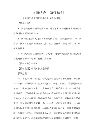 点面结合场面描写教学设计
