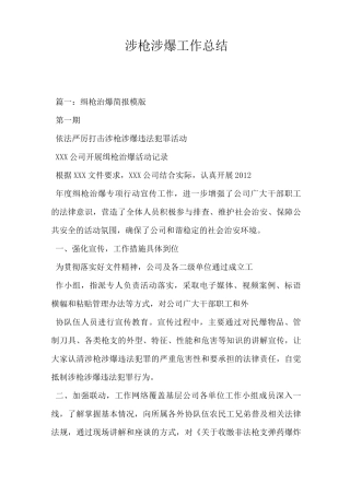 涉枪涉爆工作总结