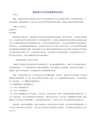 例谈初中化学实验教学的优化