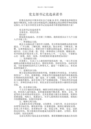 党支部书记竞选承诺书