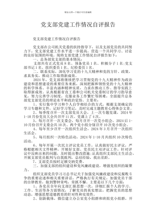 党支部党建工作情况自评报告