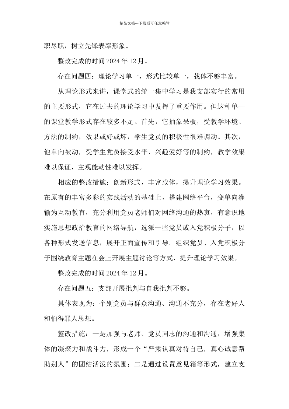 党支部委员会整改清单三篇_第3页