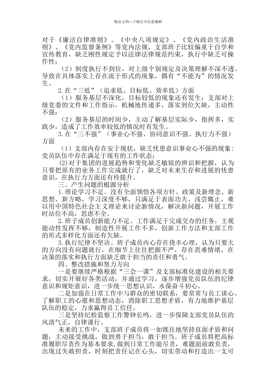 党支部对照检查材料2024三篇_第2页