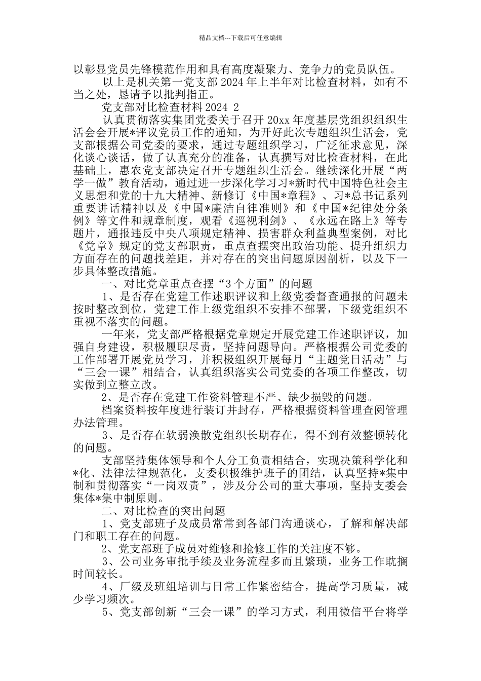 党支部对照检查材料2024三篇_第3页