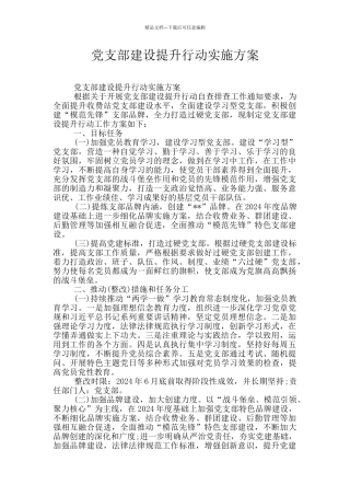 党支部建设提升行动实施方案