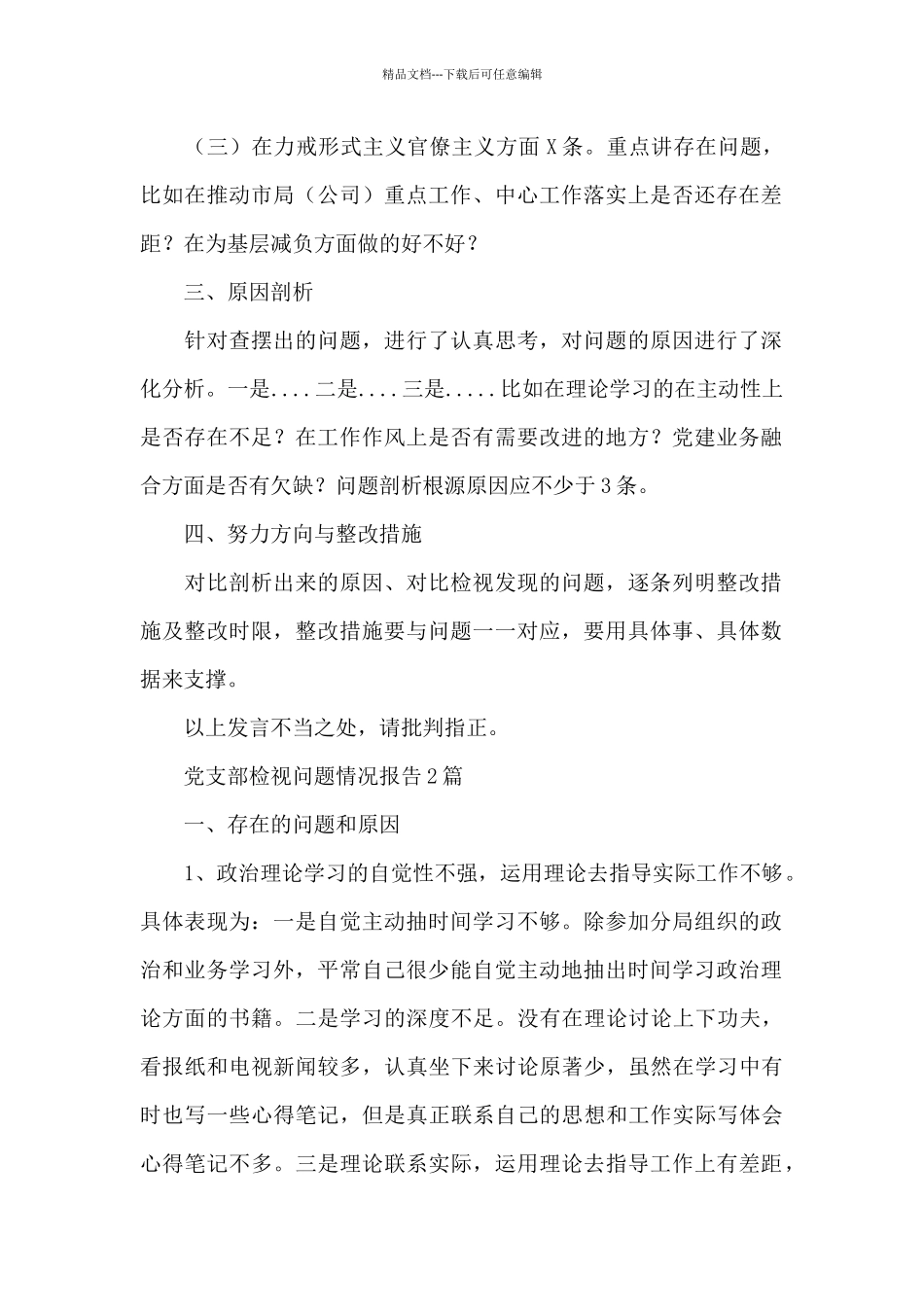 党支部检视问题情况报告3篇_第2页