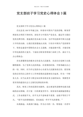 党支部班子学习党史心得体会3篇