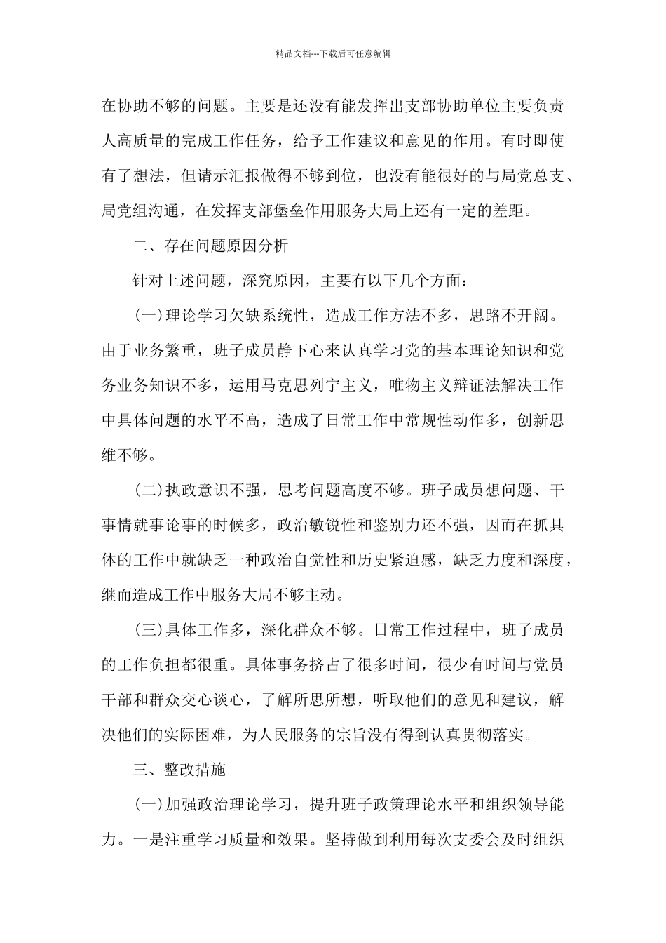 党支部班子对照检查材料4篇_第3页