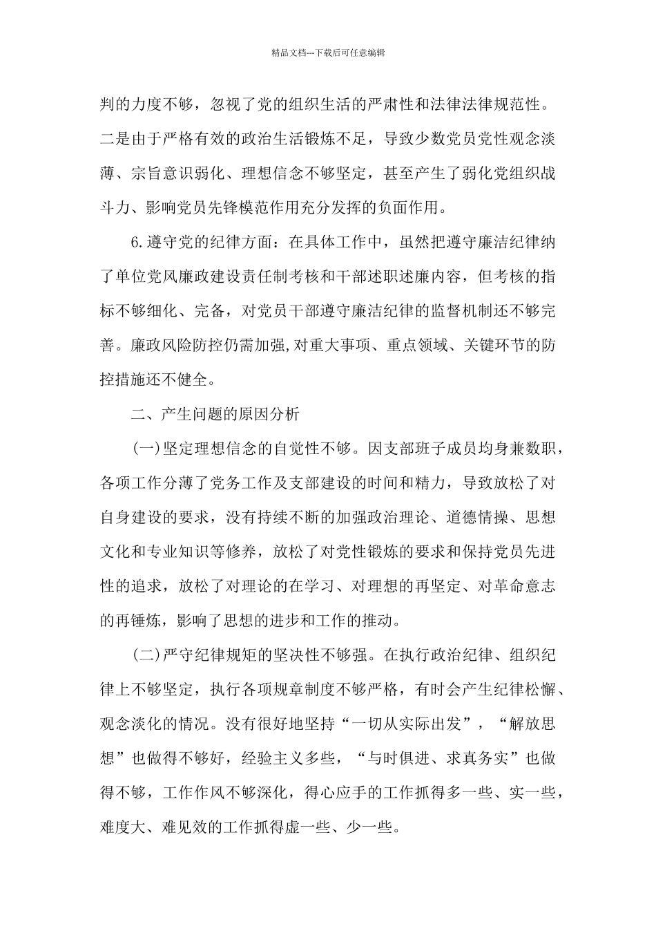 党支部班子对照检查材料精选三篇_第3页