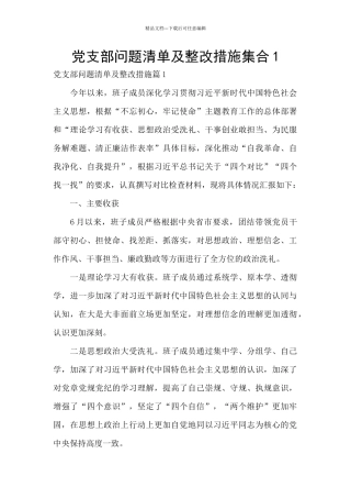 党支部问题清单及整改措施集合1