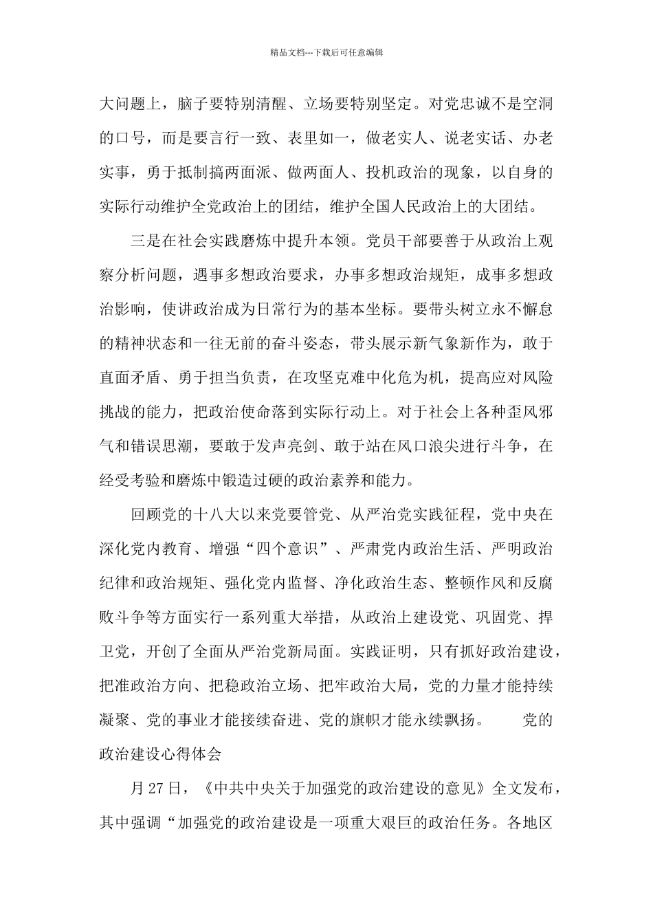 党的政治建设心得体会三篇_第3页
