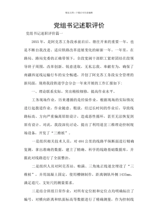 党组书记述职评价