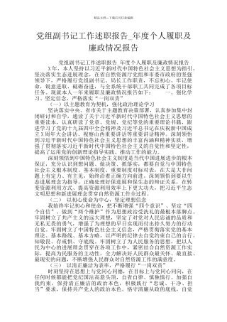 党组副书记工作述职报告