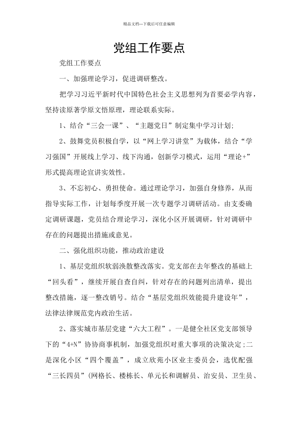 党组工作要点_第1页