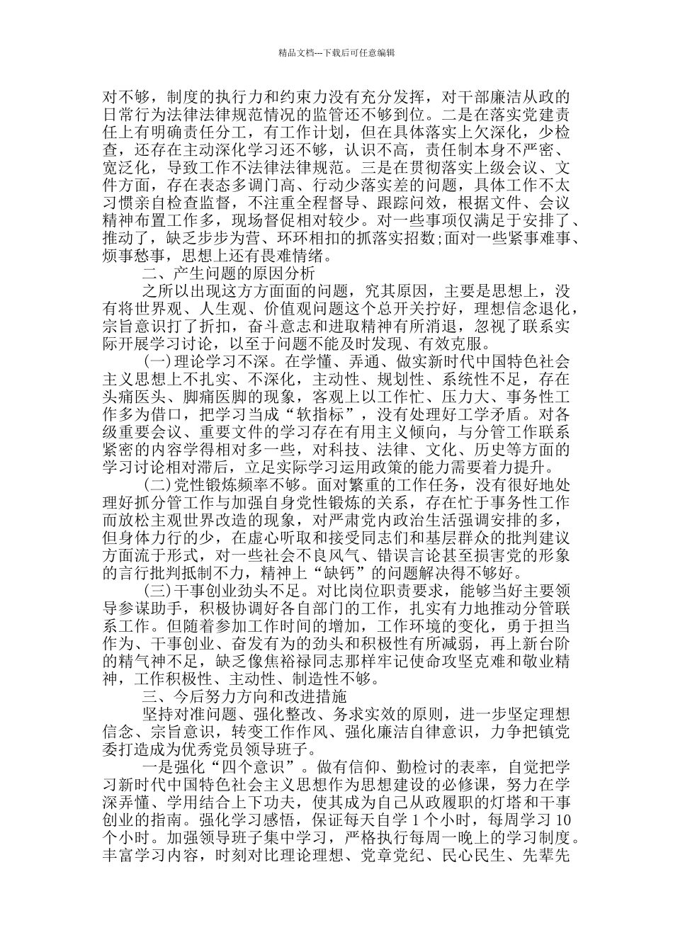 党组领导班子对照自查材料_第3页