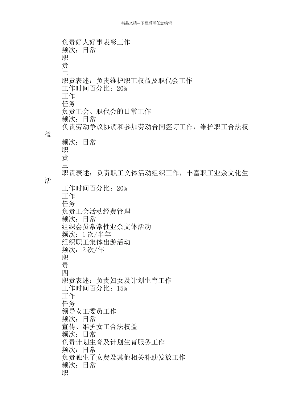 党群办工会管理职务说明书_第2页