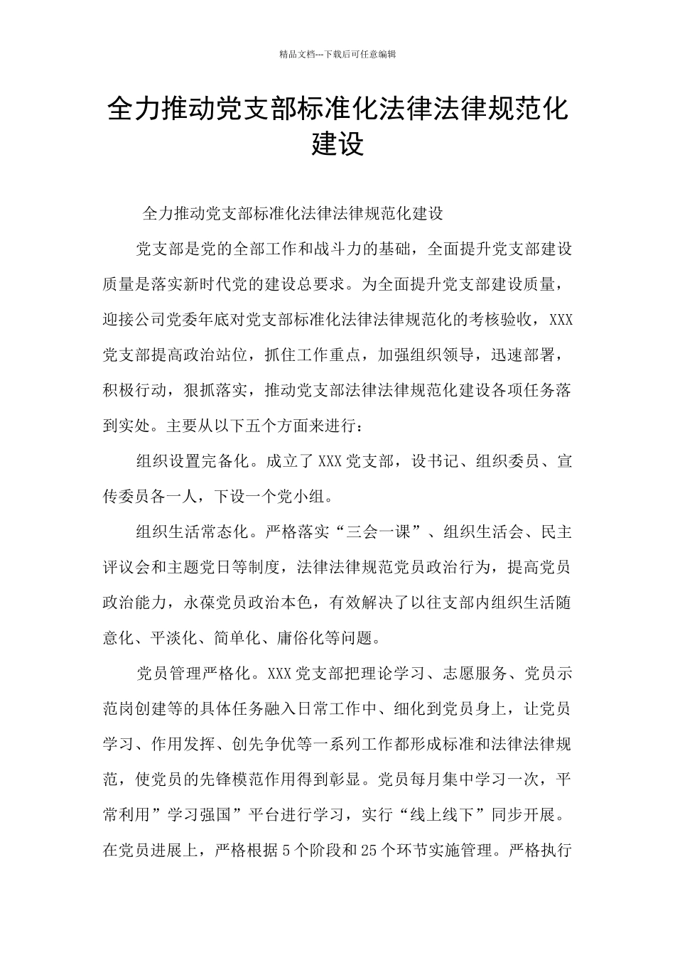 全力推进党支部标准化规范化建设_第1页