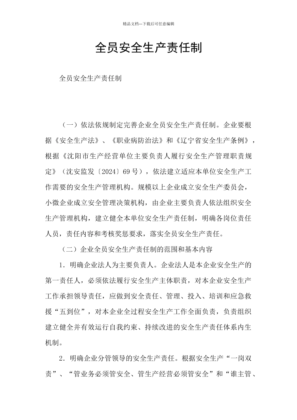 全员安全生产责任制_第1页